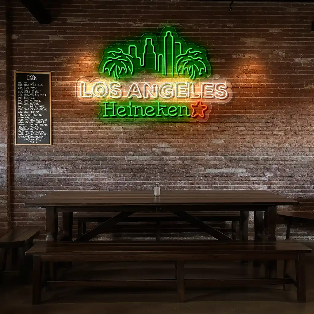 vibrant los angeles neon sign with heineken and palm trees top rated vibrant los angeles neon sign with heineken and palm trees top rated