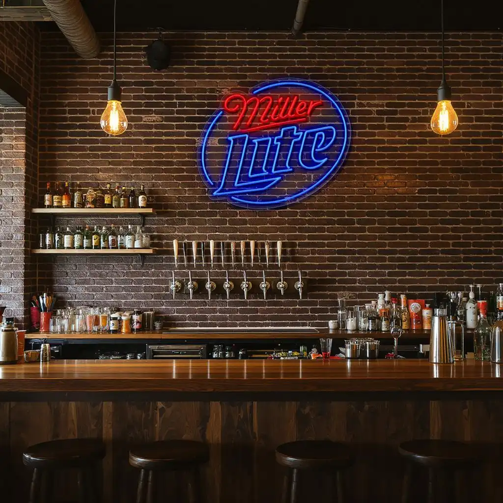 vibrant miller lite neon sign perfect bar decor ambiance high quality vibrant miller lite neon sign perfect bar decor ambiance high quality