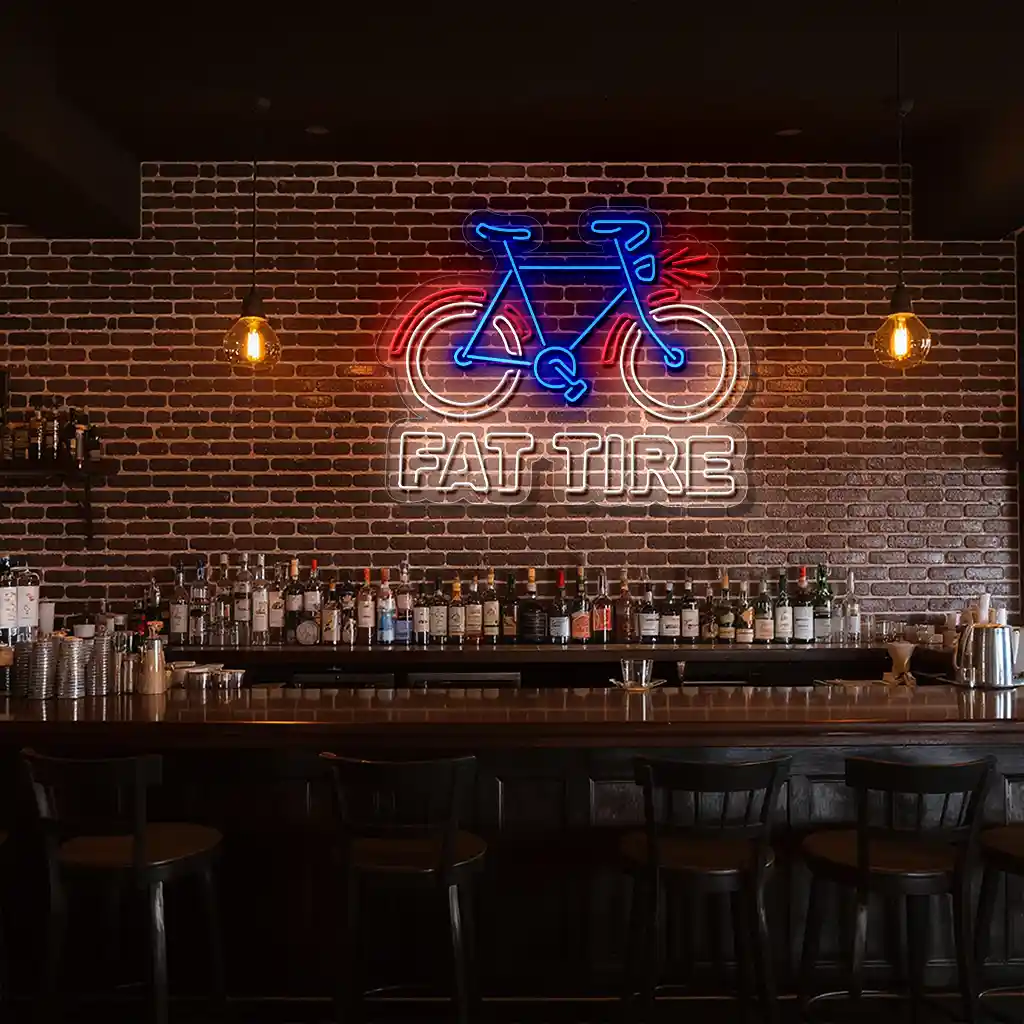 vibrant neon bicycle sign for fat tire lovers and enthusiasts fashion forward vibrant neon bicycle sign for fat tire lovers and enthusiasts fashion forward