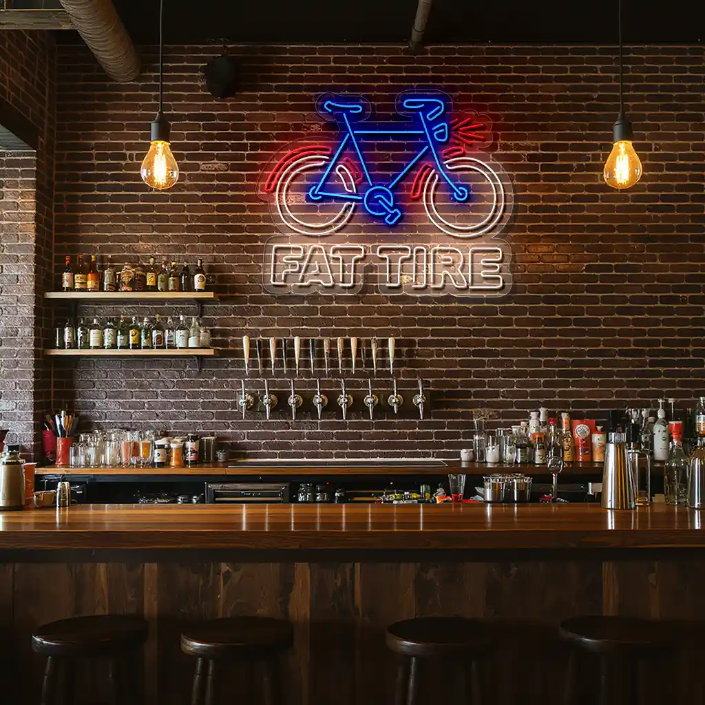 vibrant neon bicycle sign for fat tire lovers and enthusiasts high quality vibrant neon bicycle sign for fat tire lovers and enthusiasts high quality
