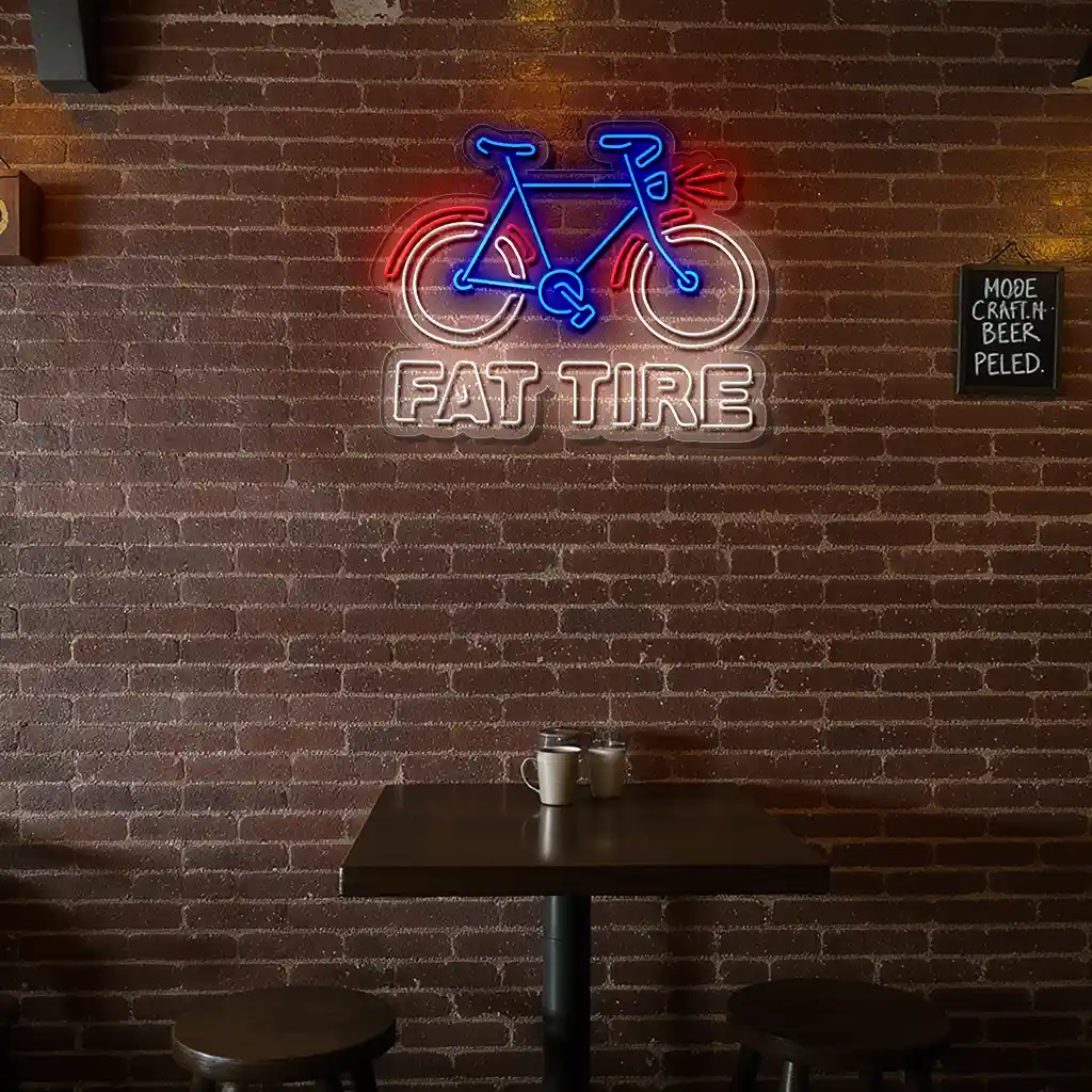 vibrant neon bicycle sign for fat tire lovers and enthusiasts trendy vibrant neon bicycle sign for fat tire lovers and enthusiasts trendy