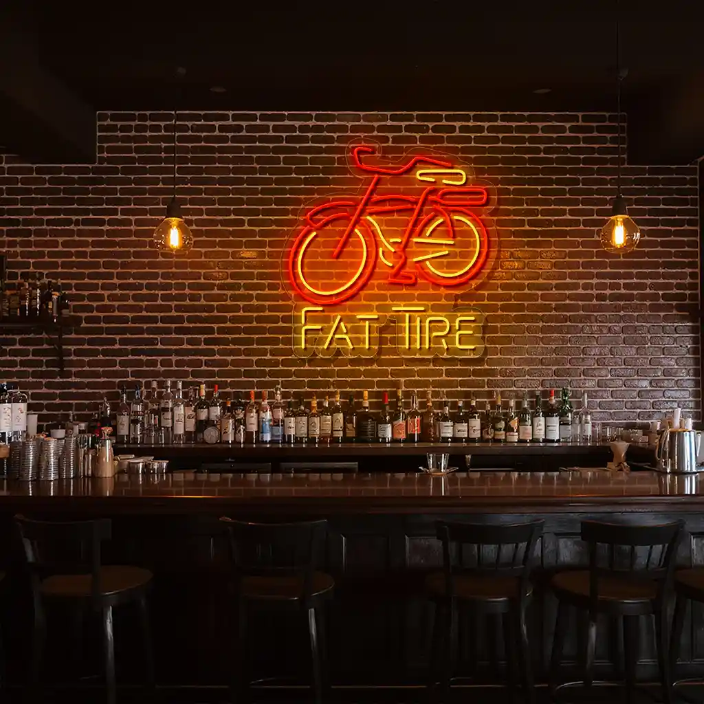 vibrant neon bike sign for fat tire perfect for cycling enthusiasts fashion forward vibrant neon bike sign for fat tire perfect for cycling enthusiasts fashion forward