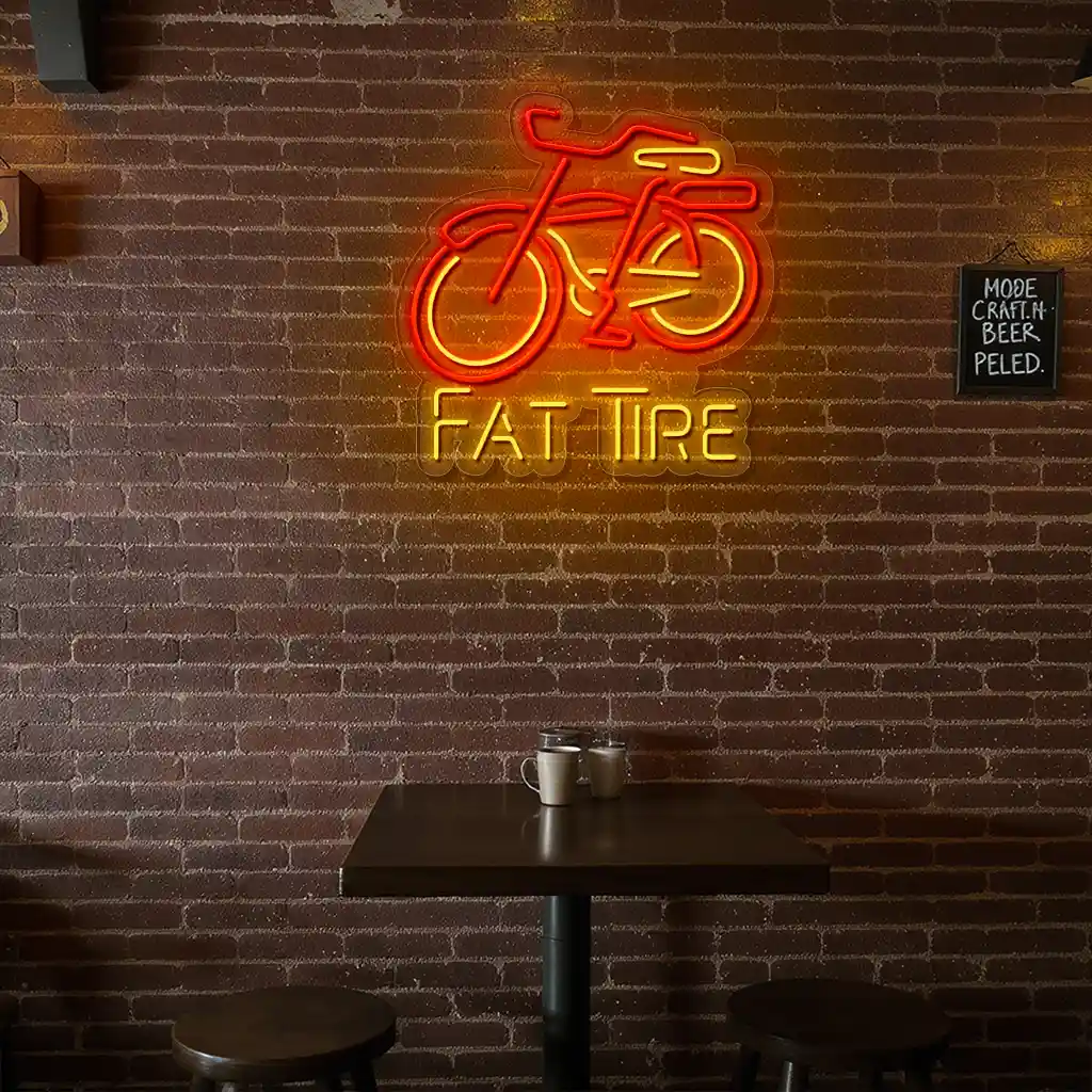 vibrant neon bike sign for fat tire perfect for cycling enthusiasts trendy vibrant neon bike sign for fat tire perfect for cycling enthusiasts trendy