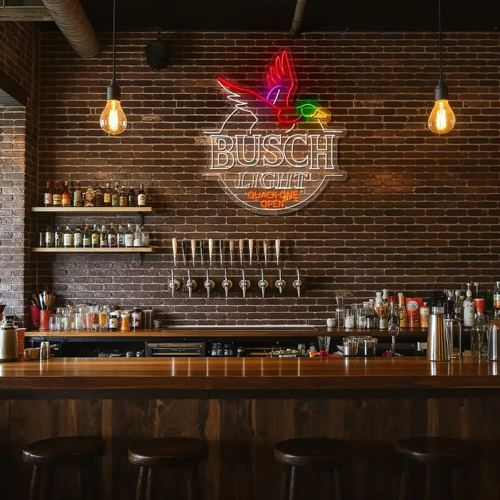 vibrant neon busch light sign quack one open design display high quality vibrant neon busch light sign quack one open design display high quality