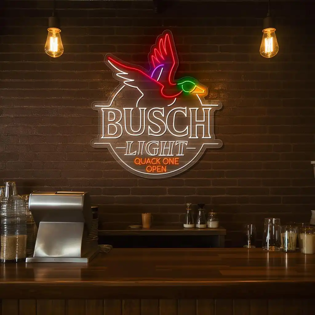 vibrant neon busch light sign quack one open design display latest model vibrant neon busch light sign quack one open design display latest model