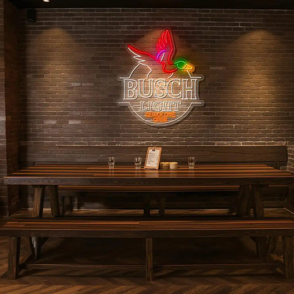 vibrant neon busch light sign quack one open design display premium grade vibrant neon busch light sign quack one open design display premium grade