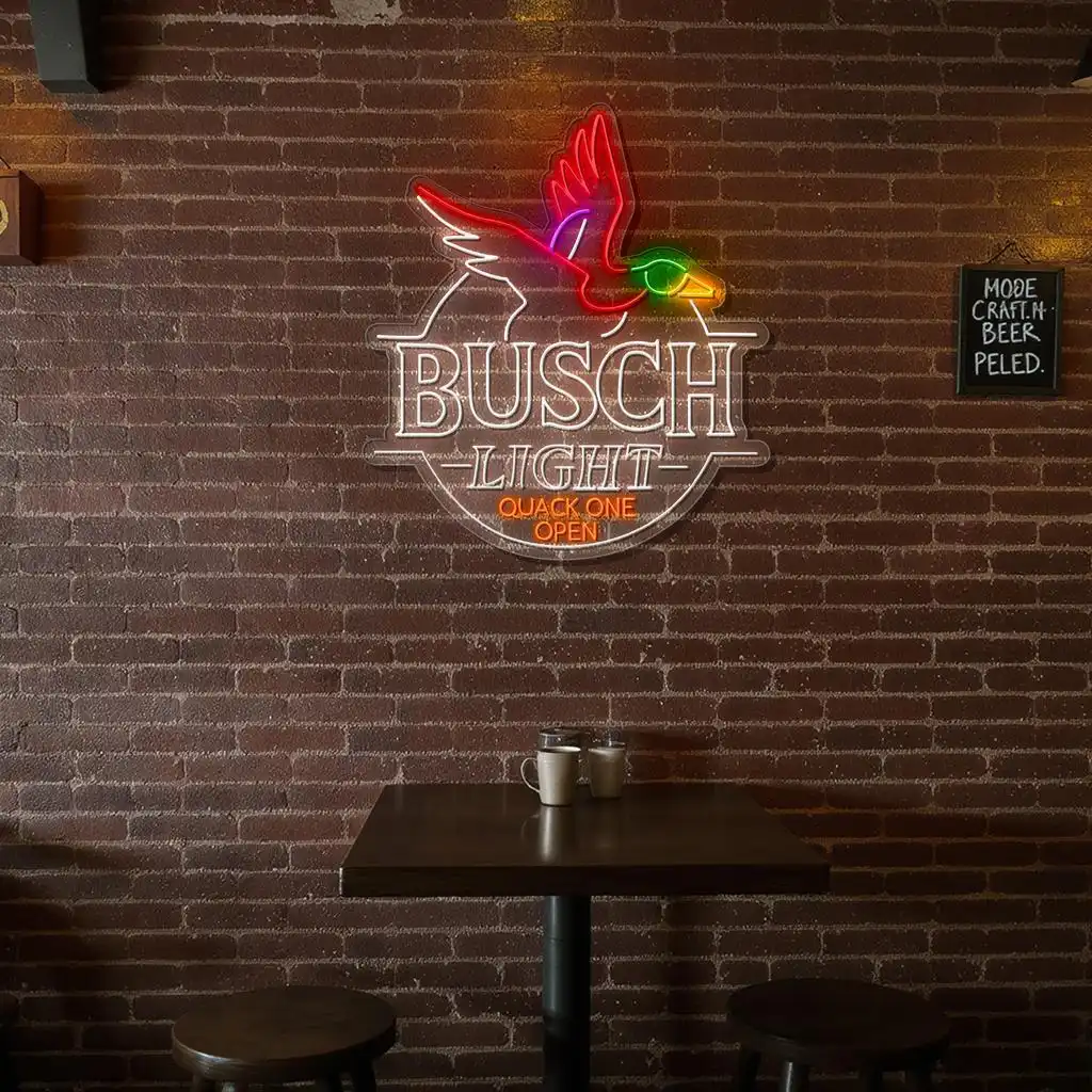 vibrant neon busch light sign quack one open design display trendy vibrant neon busch light sign quack one open design display trendy