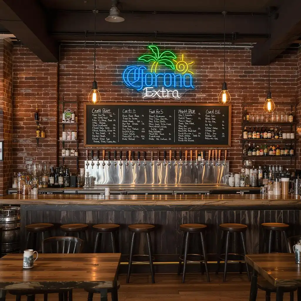 vibrant neon corona extra sign with palm tree and sun design latest model vibrant neon corona extra sign with palm tree and sun design latest model