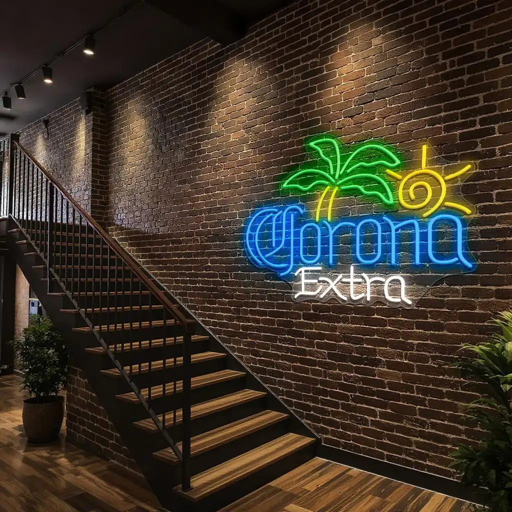 vibrant neon corona extra sign with palm tree and sun design premium grade vibrant neon corona extra sign with palm tree and sun design premium grade