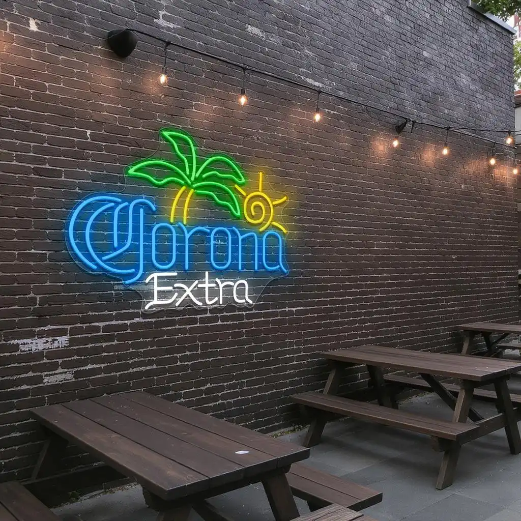 vibrant neon corona extra sign with palm tree and sun design top rated vibrant neon corona extra sign with palm tree and sun design top rated