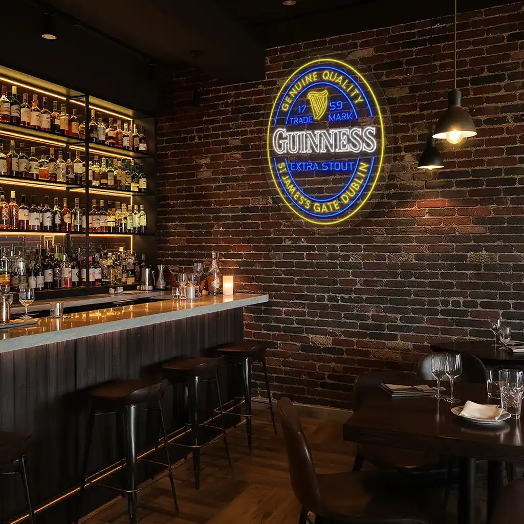 vibrant neon guinness sign perfect for pub and bar decor trendy vibrant neon guinness sign perfect for pub and bar decor trendy