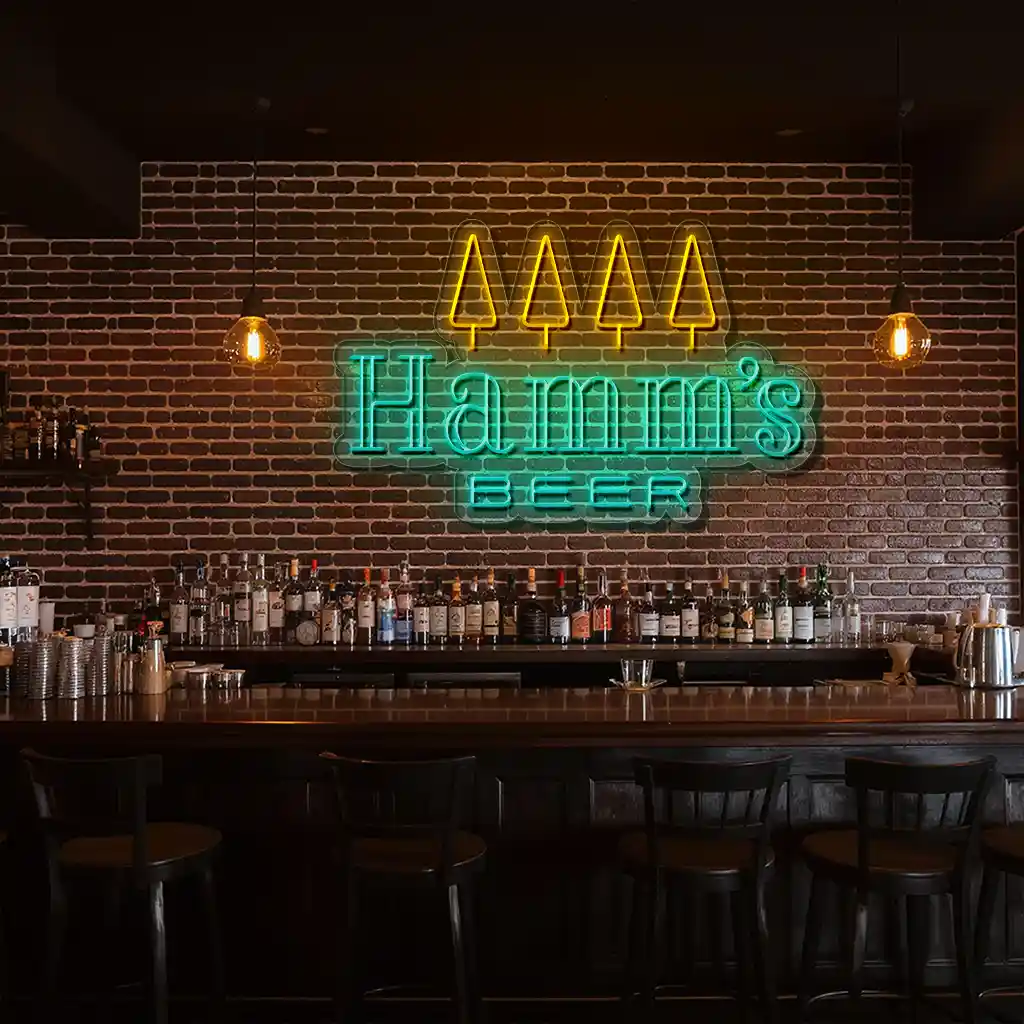 vibrant neon hamms beer sign with tree design for your space fashion forward vibrant neon hamms beer sign with tree design for your space fashion forward