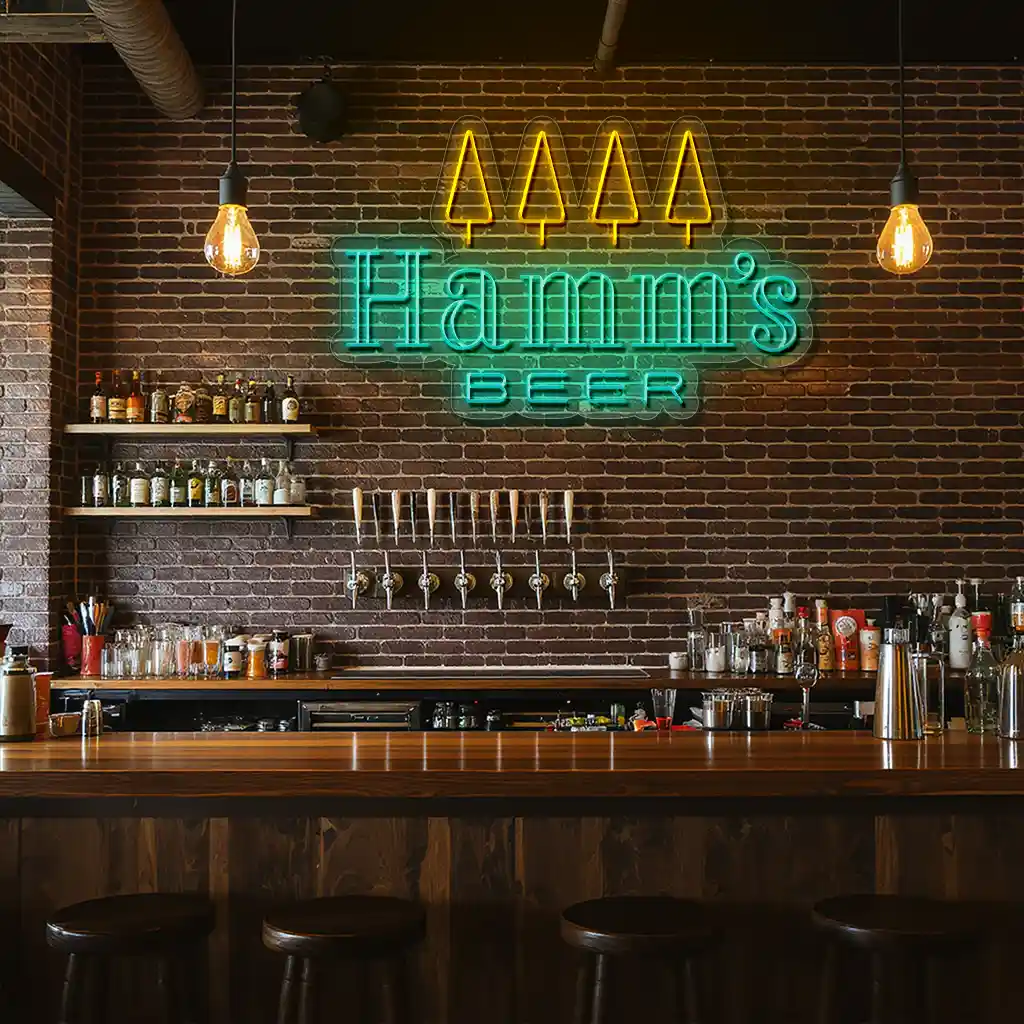 vibrant neon hamms beer sign with tree design for your space high quality vibrant neon hamms beer sign with tree design for your space high quality