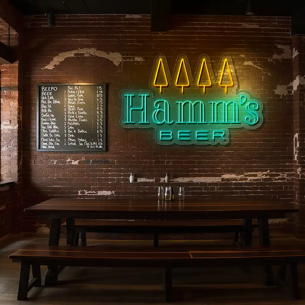 vibrant neon hamms beer sign with tree design for your space latest model vibrant neon hamms beer sign with tree design for your space latest model