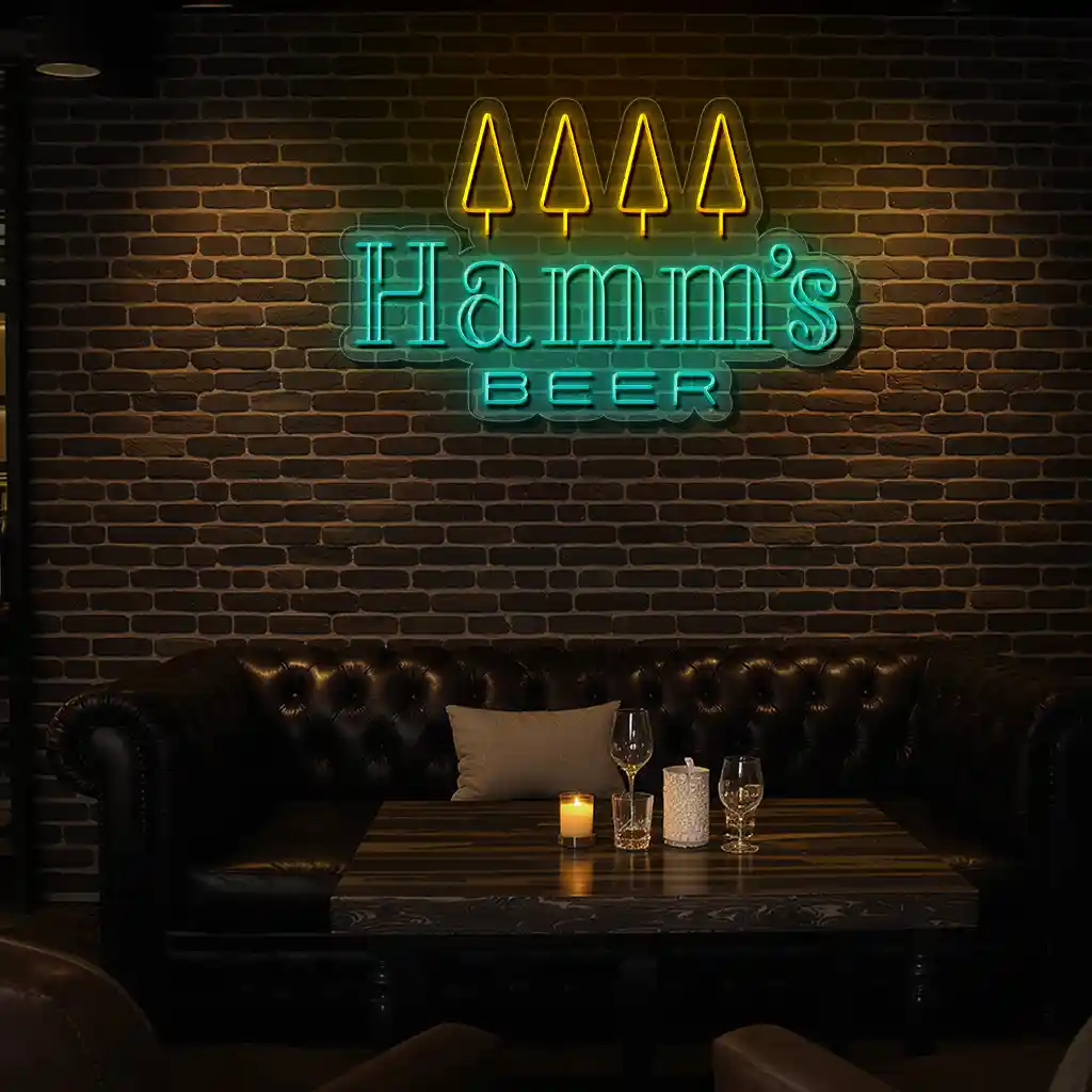 vibrant neon hamms beer sign with tree design for your space premium grade vibrant neon hamms beer sign with tree design for your space premium grade