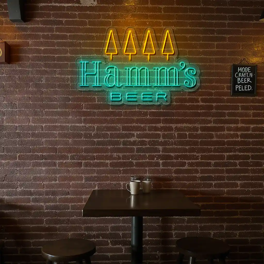 vibrant neon hamms beer sign with tree design for your space trendy vibrant neon hamms beer sign with tree design for your space trendy