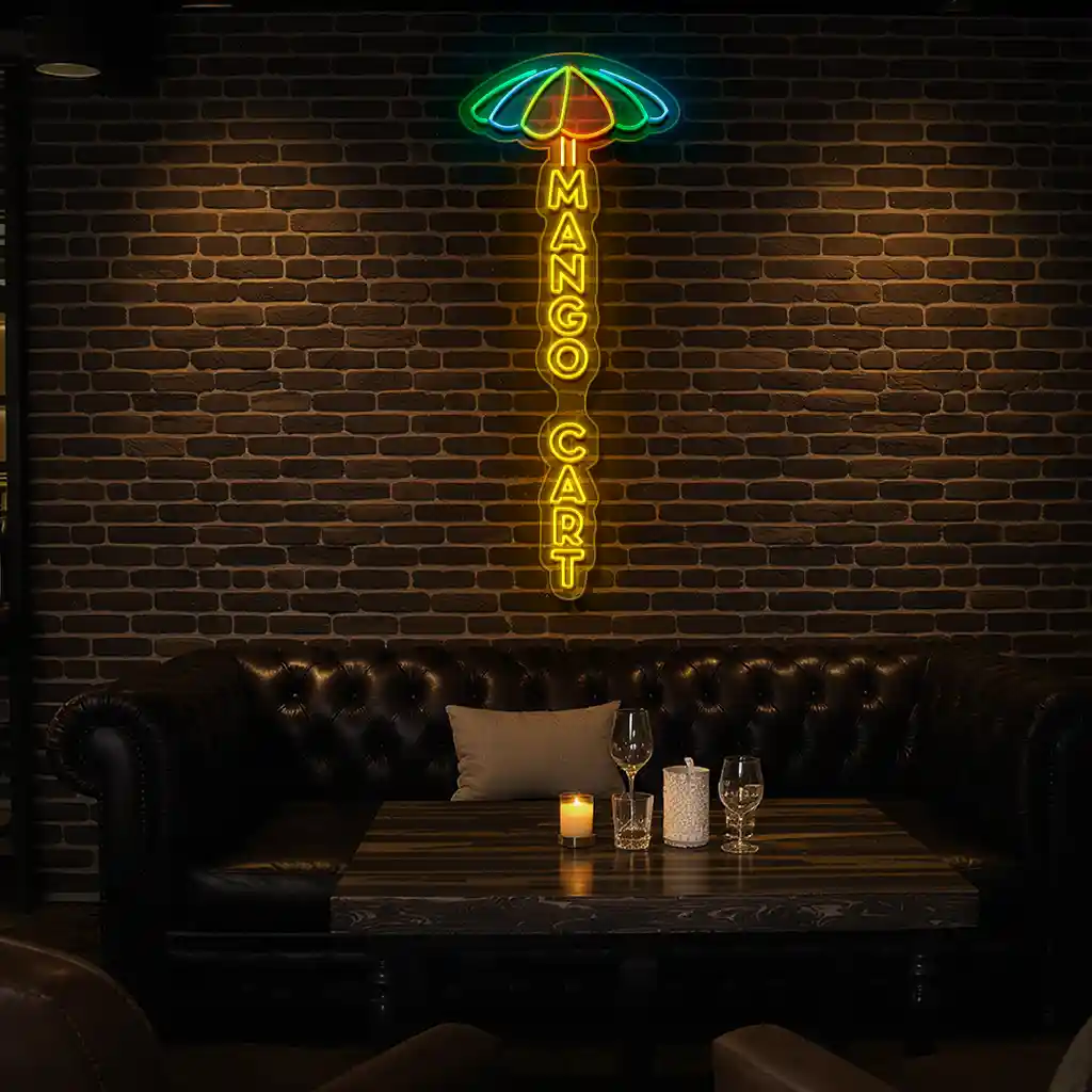 vibrant neon mango cart sign eye catching outdoor decor fashion forward vibrant neon mango cart sign eye catching outdoor decor fashion forward