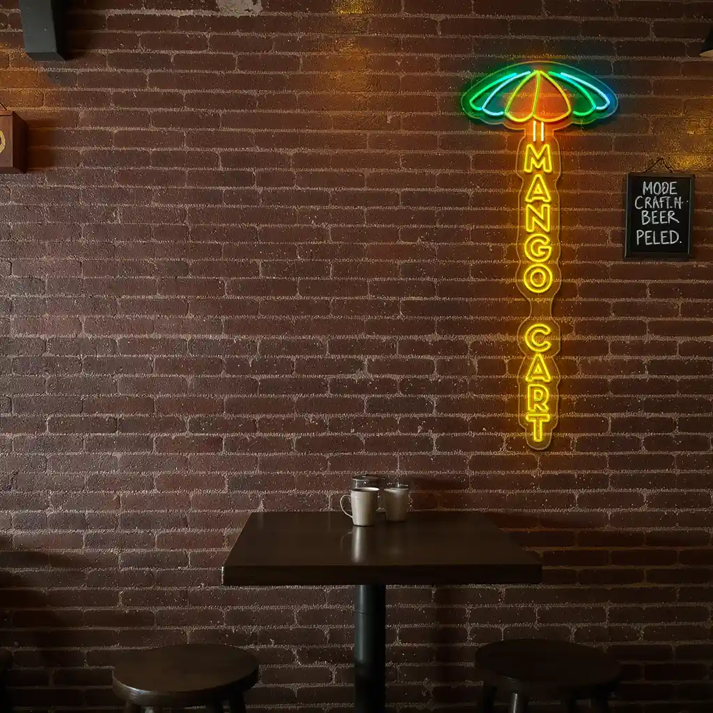 vibrant neon mango cart sign eye catching outdoor decor high quality vibrant neon mango cart sign eye catching outdoor decor high quality