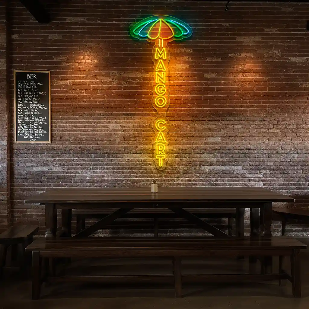 vibrant neon mango cart sign eye catching outdoor decor new arrival vibrant neon mango cart sign eye catching outdoor decor new arrival