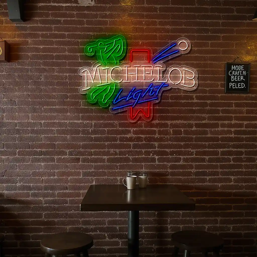 vibrant neon michelob light sign perfect for home bar decor trendy vibrant neon michelob light sign perfect for home bar decor trendy