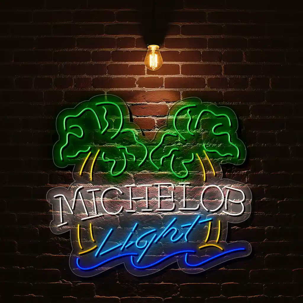 vibrant neon michelob light sign with palm trees and blue wave best selling vibrant neon michelob light sign with palm trees and blue wave best selling