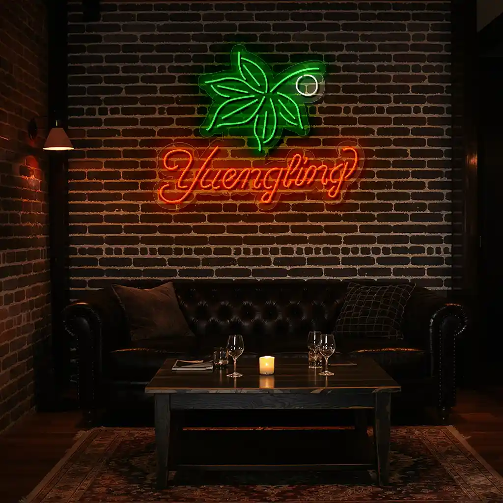 vibrant neon sign design featuring yuengling and green leaves new arrival vibrant neon sign design featuring yuengling and green leaves new arrival