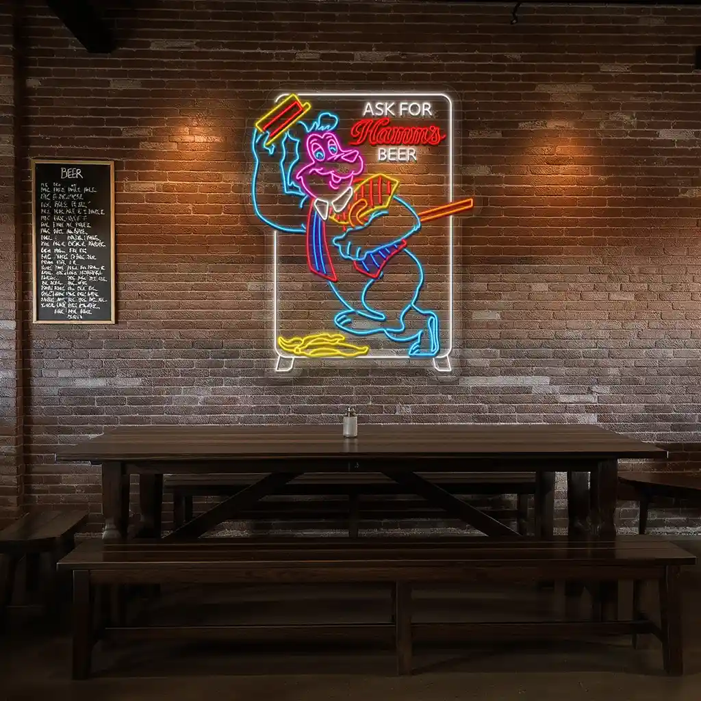 vibrant neon sign design for hamms beer retro aesthetic charm high quality vibrant neon sign design for hamms beer retro aesthetic charm high quality