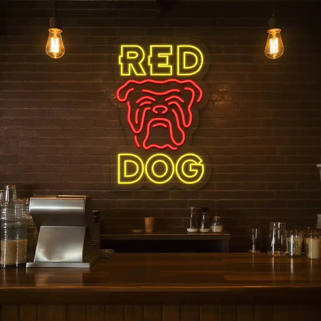 vibrant neon sign design red dog theme for any space 2 vibrant neon sign design red dog theme for any space 2