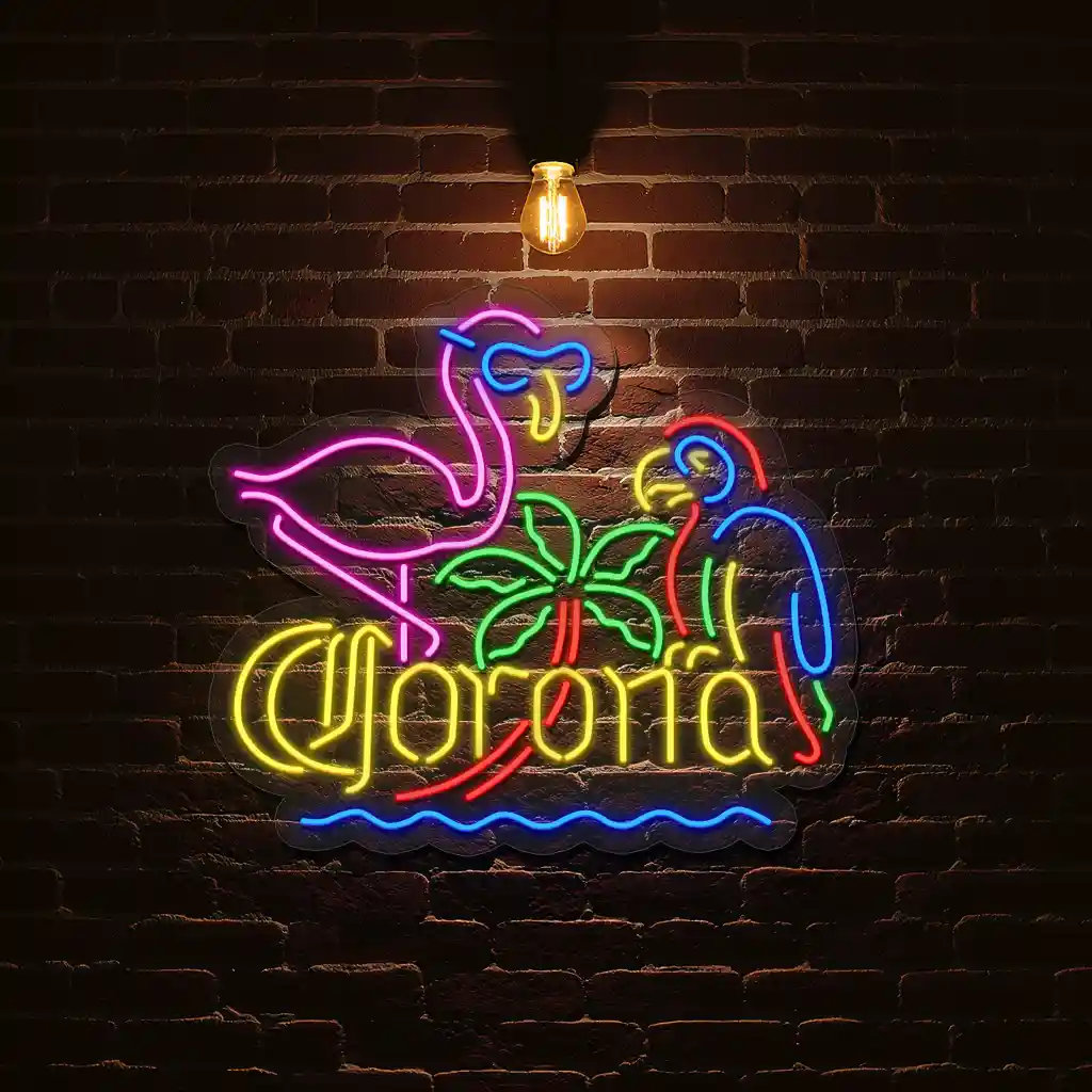 vibrant neon sign tropical flamingo and parrot design charm 1 vibrant neon sign tropical flamingo and parrot design charm 1