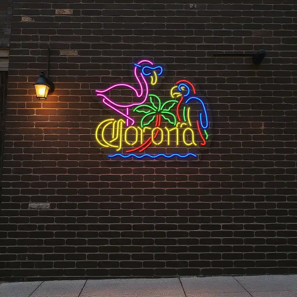 vibrant neon sign tropical flamingo and parrot design charm 5 vibrant neon sign tropical flamingo and parrot design charm 5