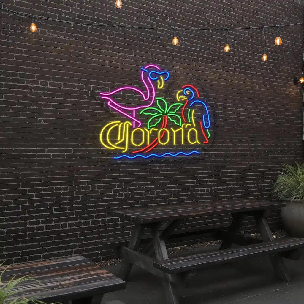 vibrant neon sign tropical flamingo and parrot design charm 6 vibrant neon sign tropical flamingo and parrot design charm 6