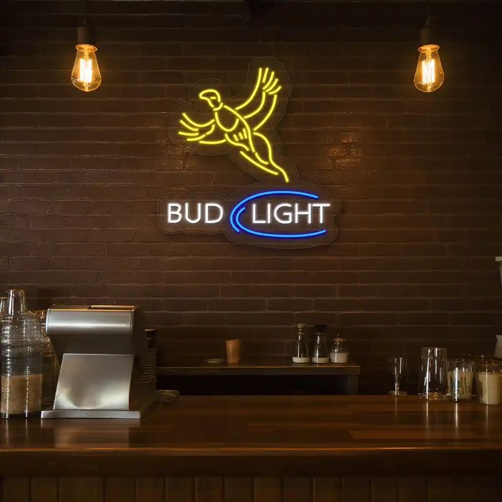 vibrant neon signs bud light with flying figure design 2 vibrant neon signs bud light with flying figure design 2