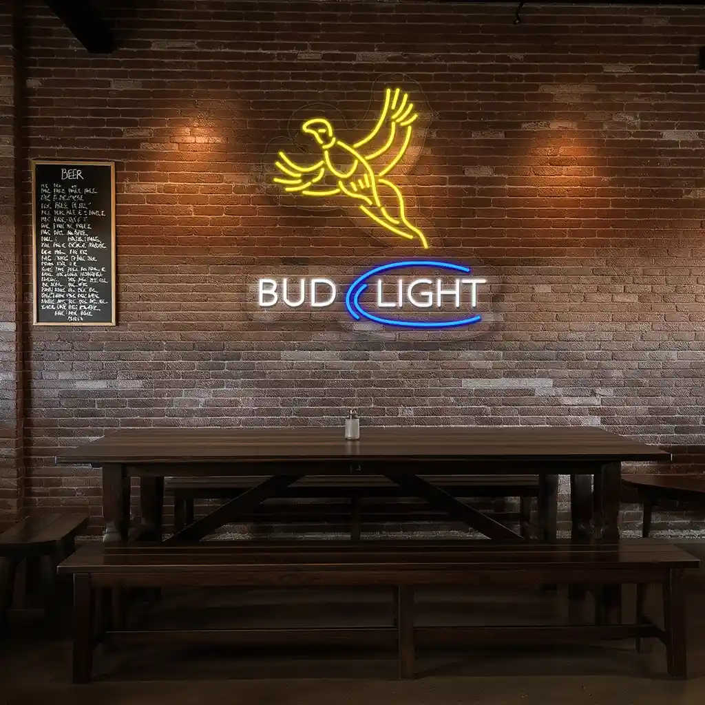 vibrant neon signs bud light with flying figure design 3 vibrant neon signs bud light with flying figure design 3