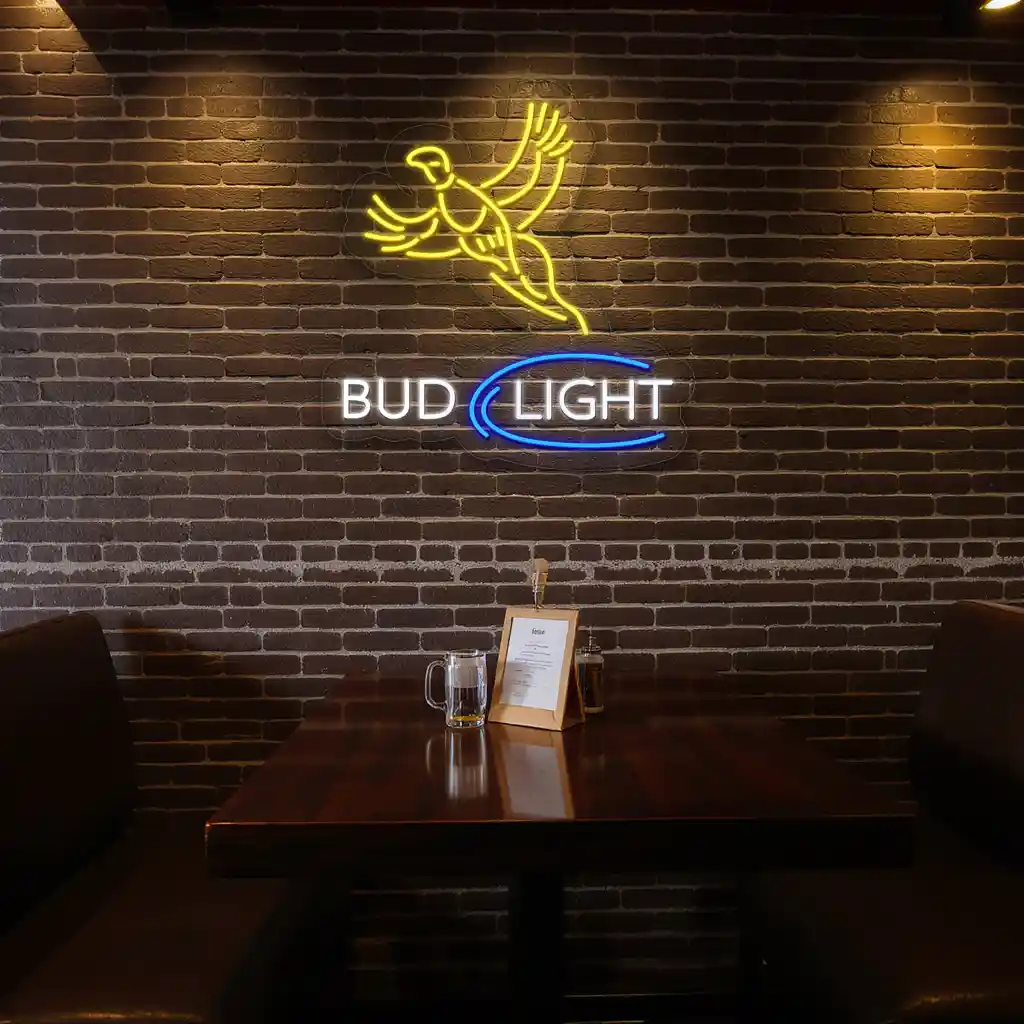 vibrant neon signs bud light with flying figure design 4 vibrant neon signs bud light with flying figure design 4