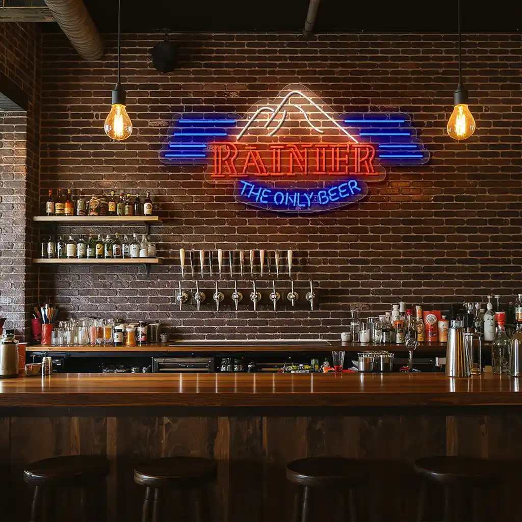 vintage neon beer sign with mountain design for bars 3 vintage neon beer sign with mountain design for bars 3