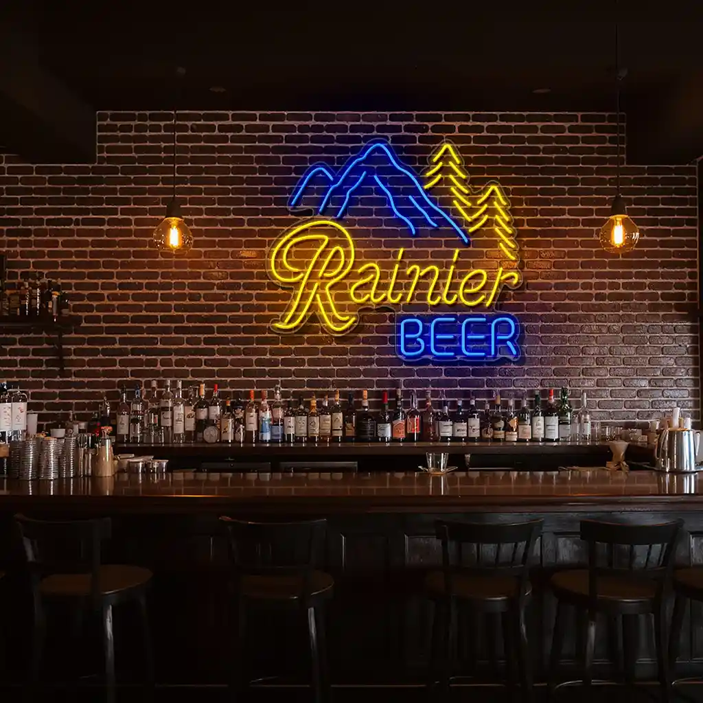 vintage style neon beer sign featuring mountain design 2 vintage style neon beer sign featuring mountain design 2