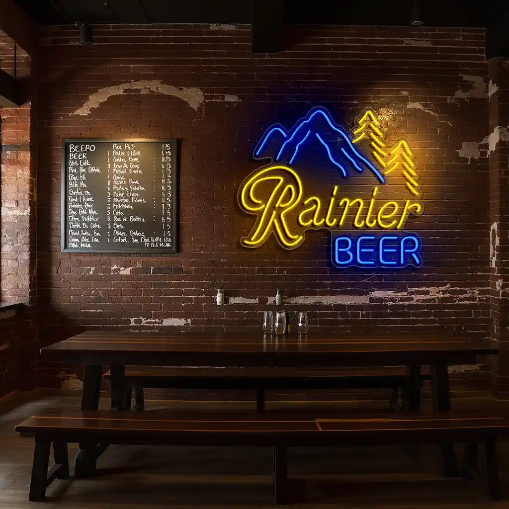 vintage style neon beer sign featuring mountain design 3 vintage style neon beer sign featuring mountain design 3