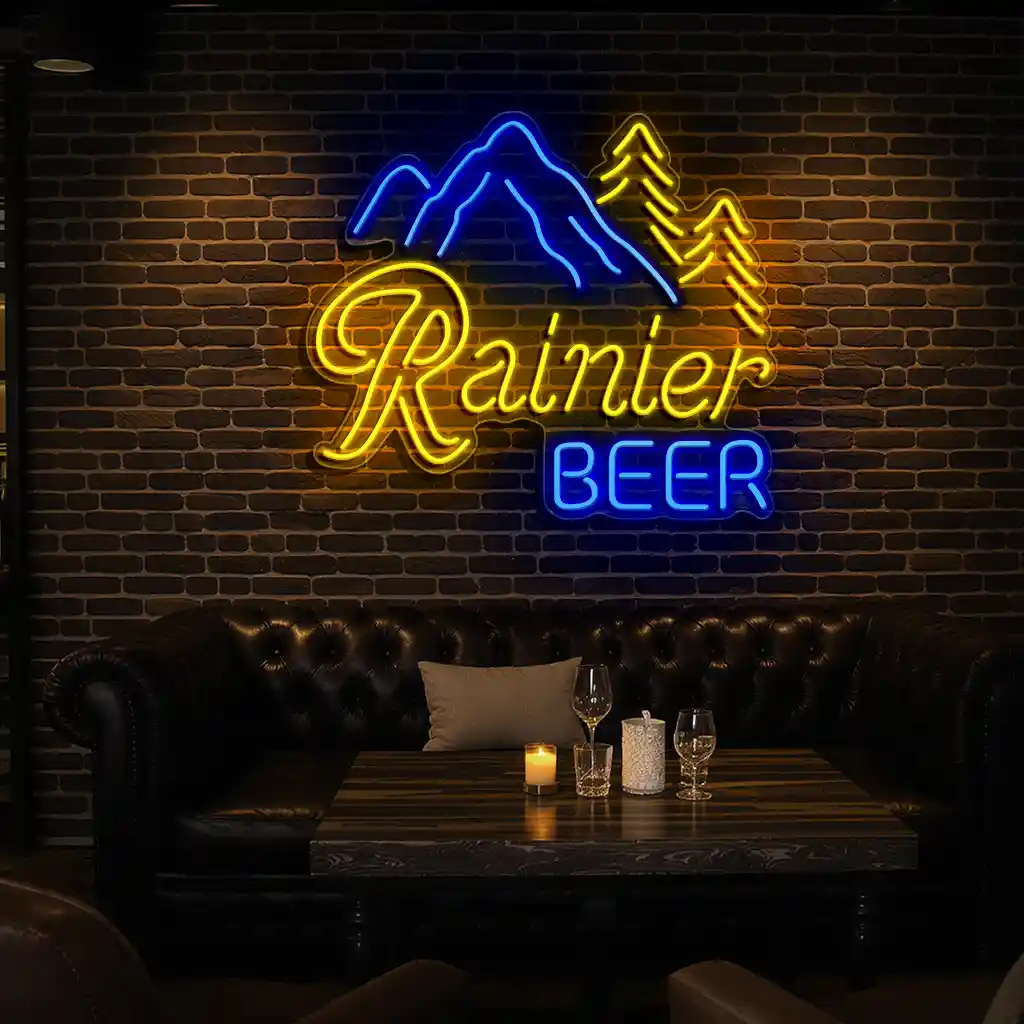 vintage style neon beer sign featuring mountain design 4 vintage style neon beer sign featuring mountain design 4