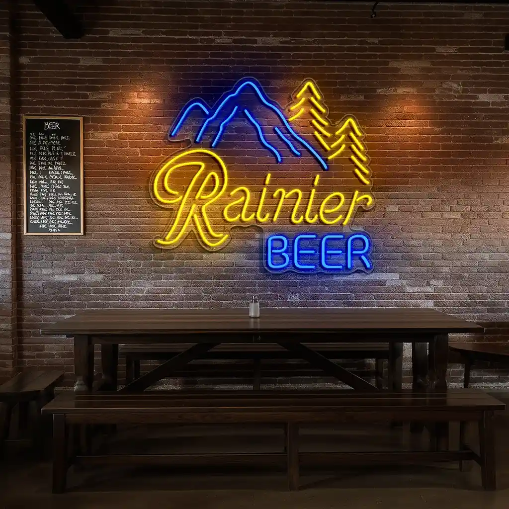 vintage style neon beer sign featuring mountain design 5 vintage style neon beer sign featuring mountain design 5