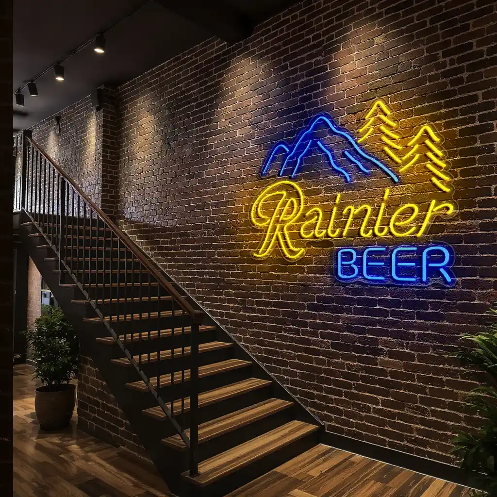 vintage style neon beer sign featuring mountain design 6 vintage style neon beer sign featuring mountain design 6