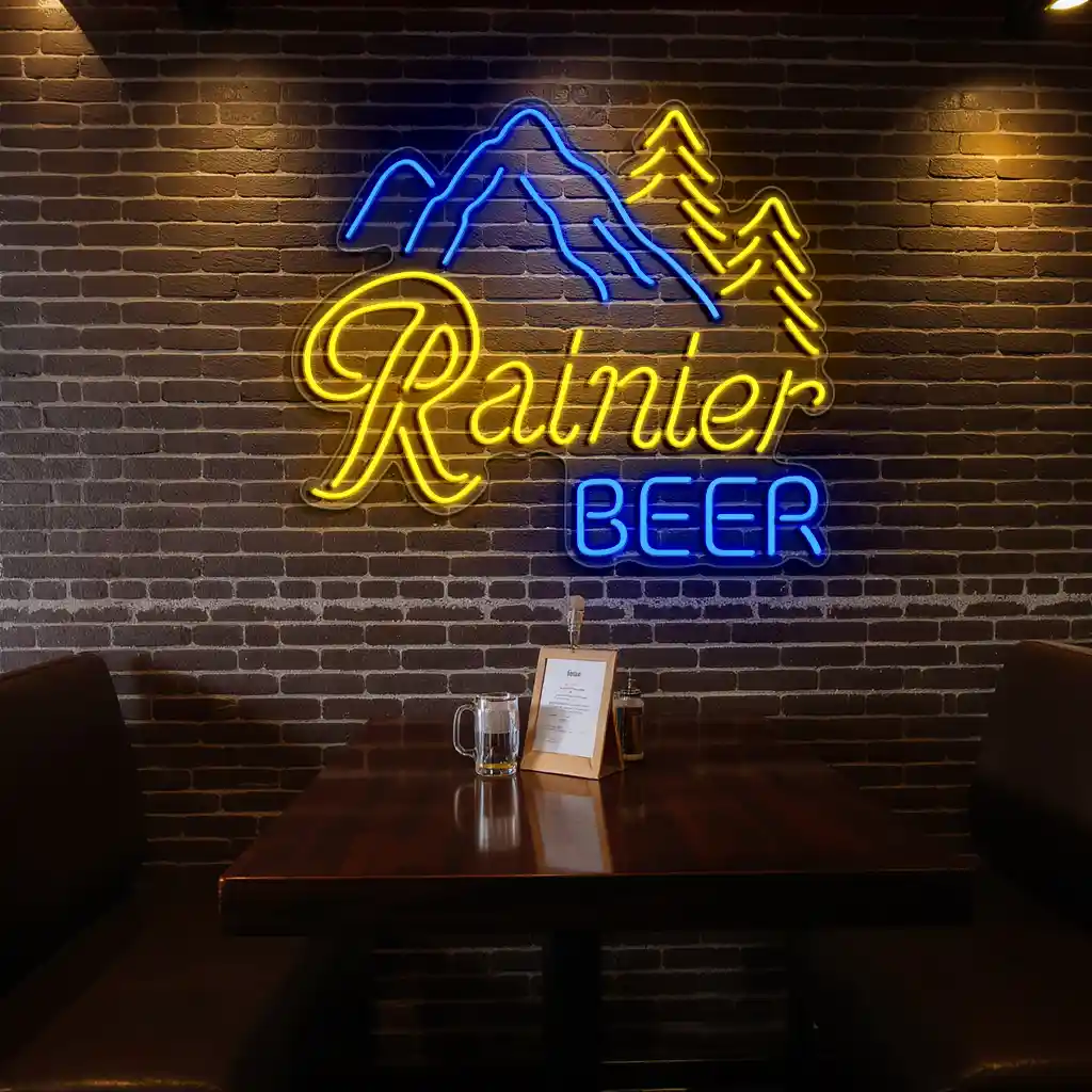 vintage style neon beer sign featuring mountain design 8 vintage style neon beer sign featuring mountain design 8
